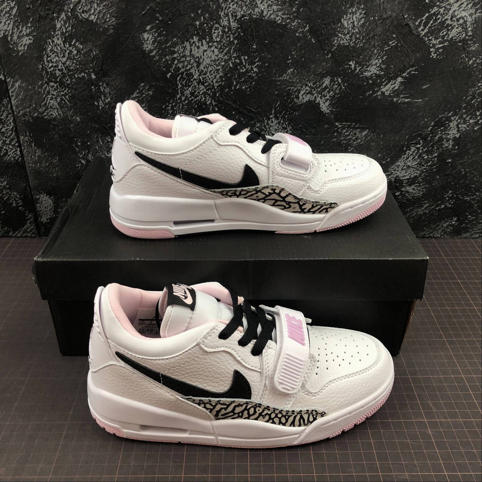 Air Jordan Legacy 312 Low GS White Black Pink CD7069-106 Microfiber Heel Lock Athletic Cushioning