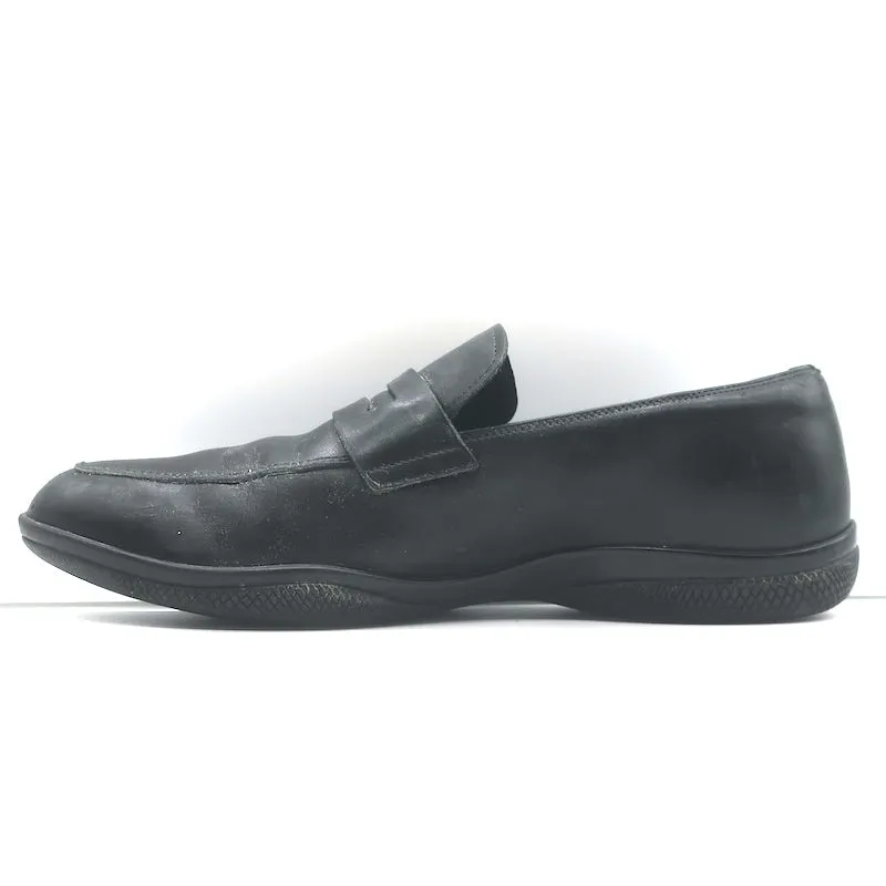 Prada Linea Rossa Penny Loafers Black Leather  Mens Size 8
