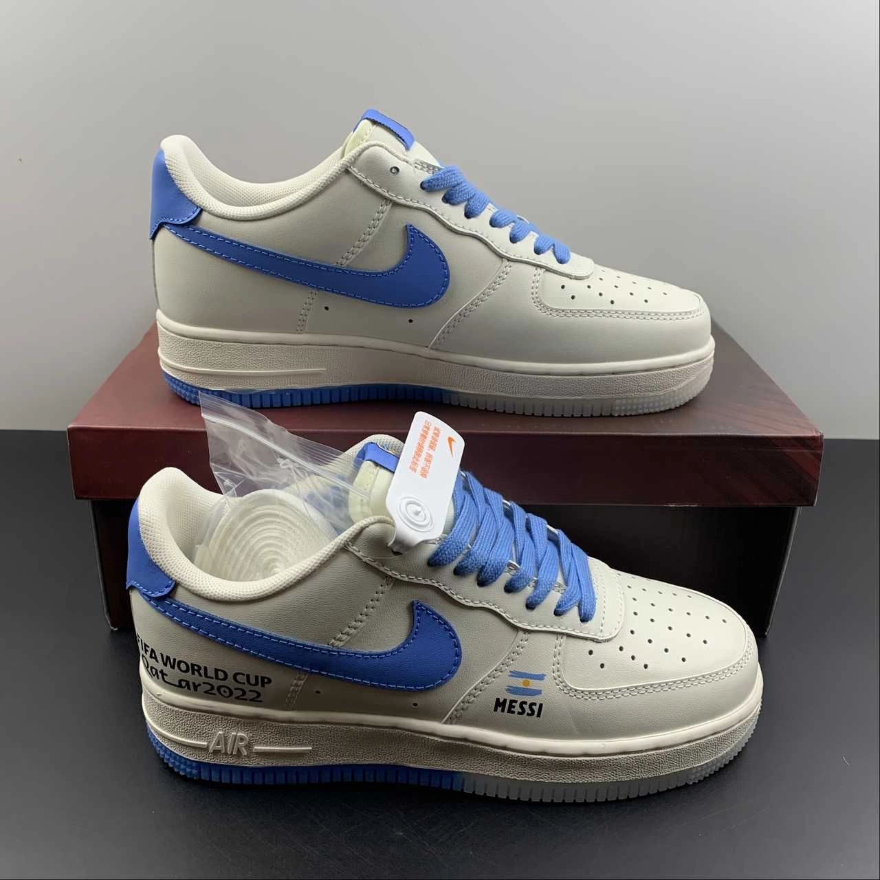 Air Mesh Transit Wear Air Force 1 07 Low FIFA WORLD CUP Blue White Black Customised DR9868-800
