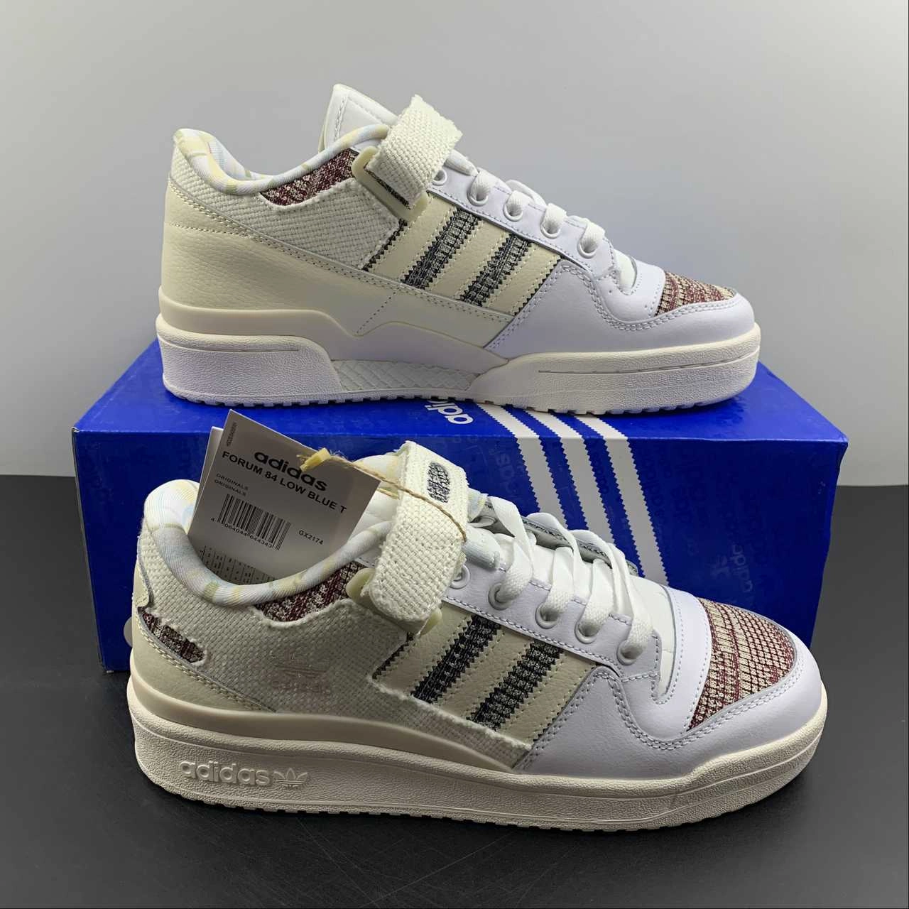 Adidas Forum 84 Low White Beige Blue T GX2174 Light Padding