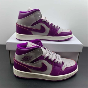 Air Jordan 1 Mid Amethyst Ash Red Plum-Sail Padded collar