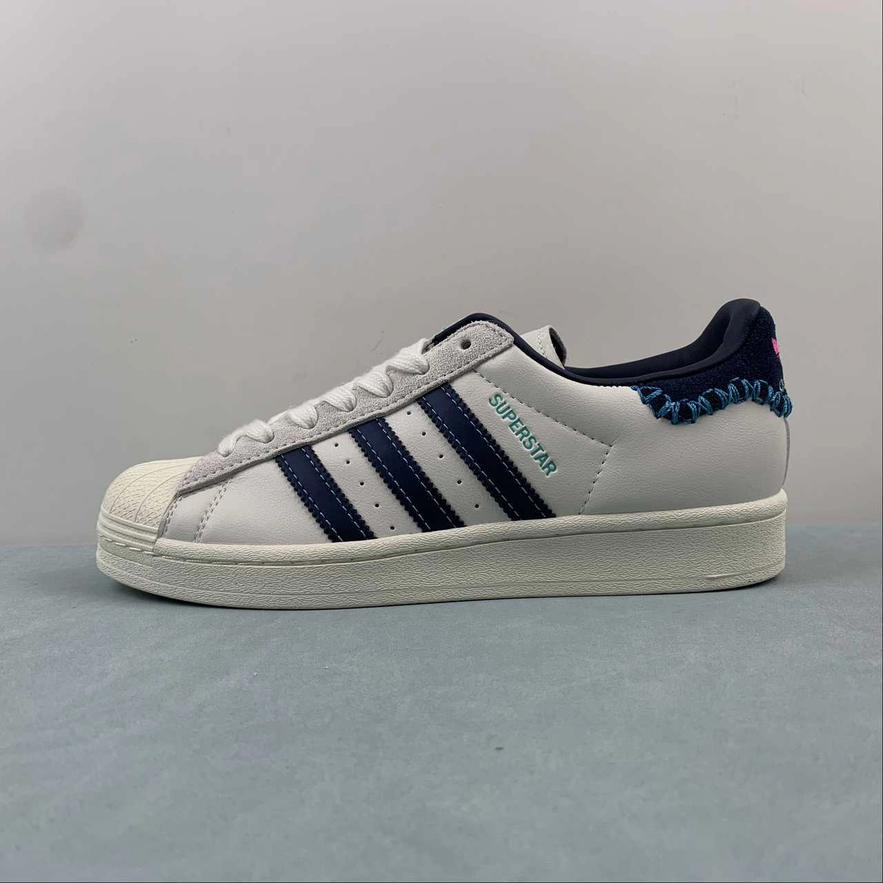 running in cold weather Feifei Ruan x Adidas Superstar Chalk White Navy ID1139
