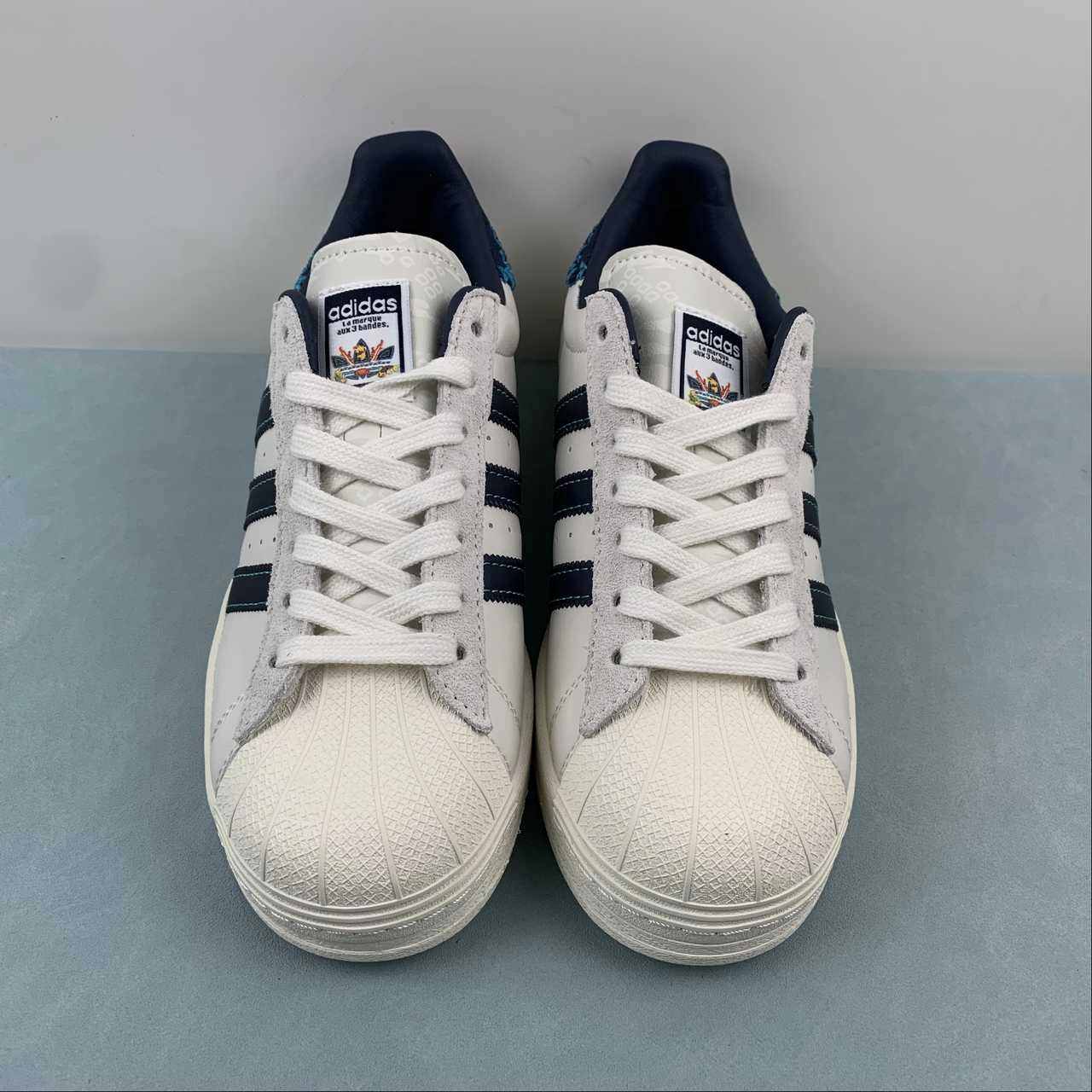 interval training running wear Feifei Ruan x Adidas Superstar Chalk White Navy ID1139