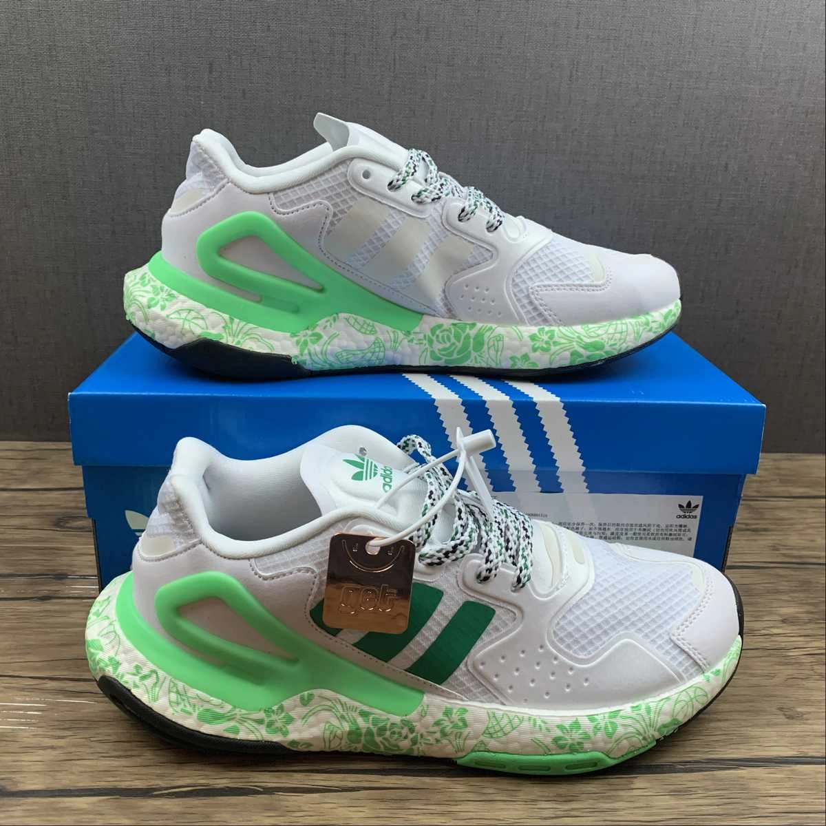 night running footwear Adidas Day Jogger Boost Cloud White Green FW4848