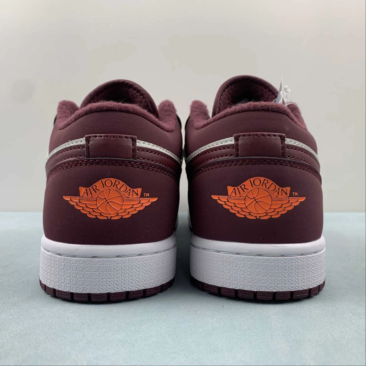 Air Jordan 1 Low Phantom Night Maroon Total Orange White 553560-068 Basic Appeal Non Slip Tread