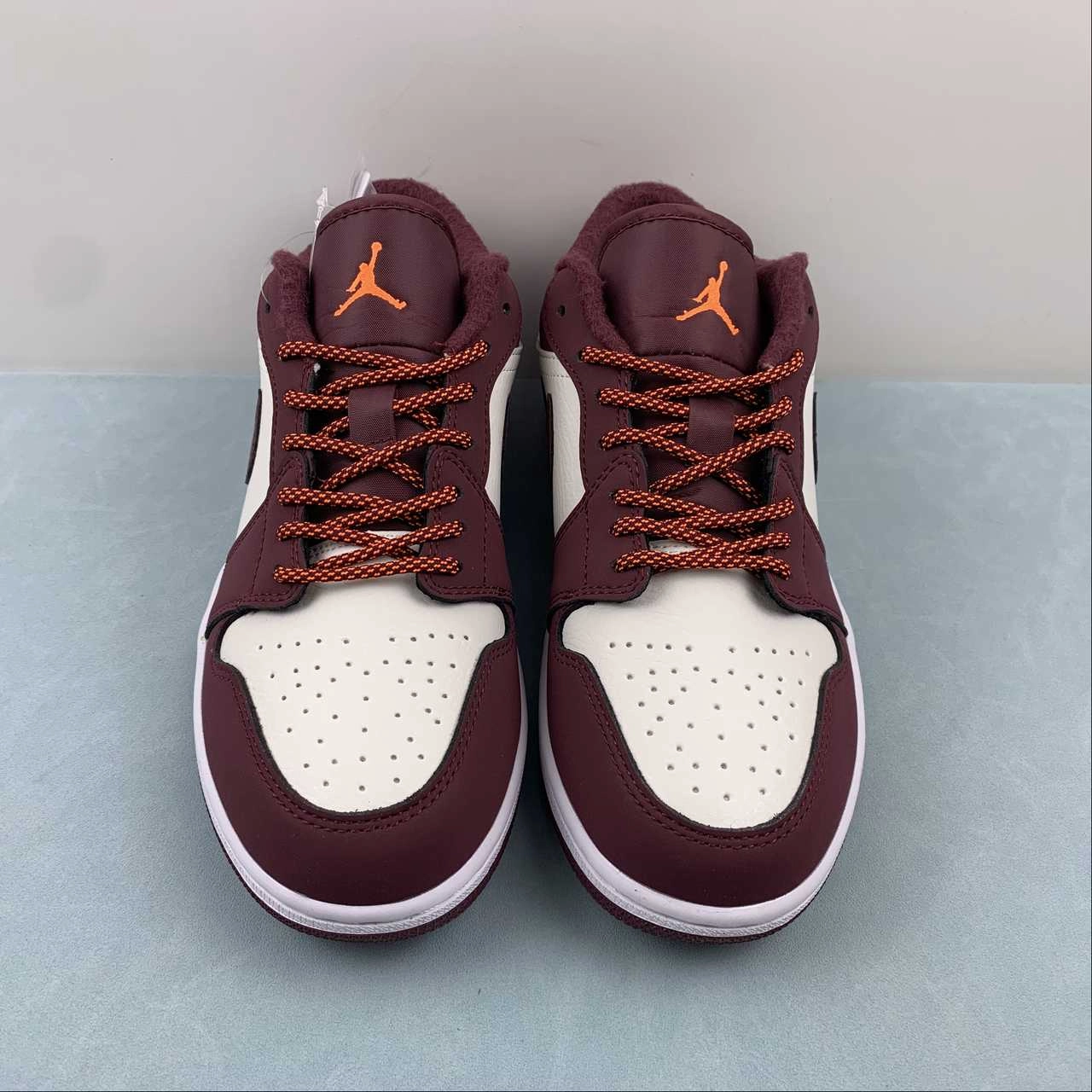 Air Jordan 1 Low Phantom Night Maroon Total Orange White 553560-068 Wide Base Platform Dynamic Design