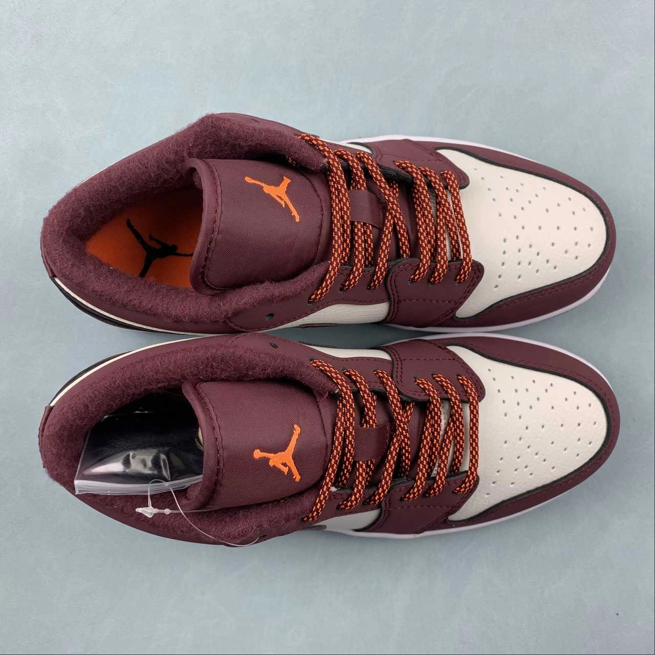 Air Jordan 1 Low Phantom Night Maroon Total Orange White 553560-068 NarrowFit