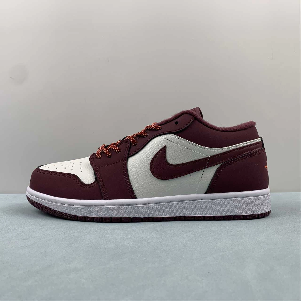 Air Jordan 1 Low Phantom Night Maroon Total Orange White 553560-068 Comfort Benefit