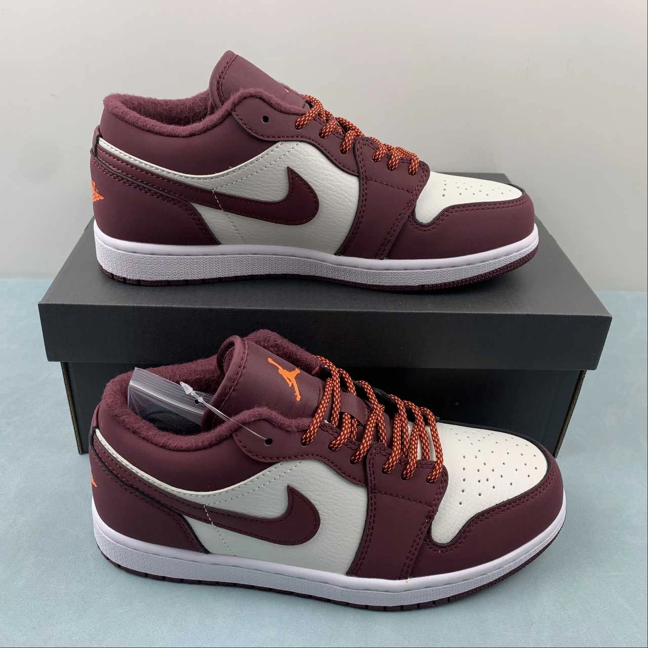Air Jordan 1 Low Phantom Night Maroon Total Orange White 553560-068 Step Ready