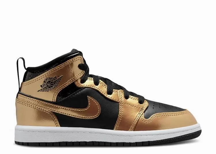 Air Jordan 1 Mid Metallic Gold Black (PS) Hydrophobic Fabric Treatment