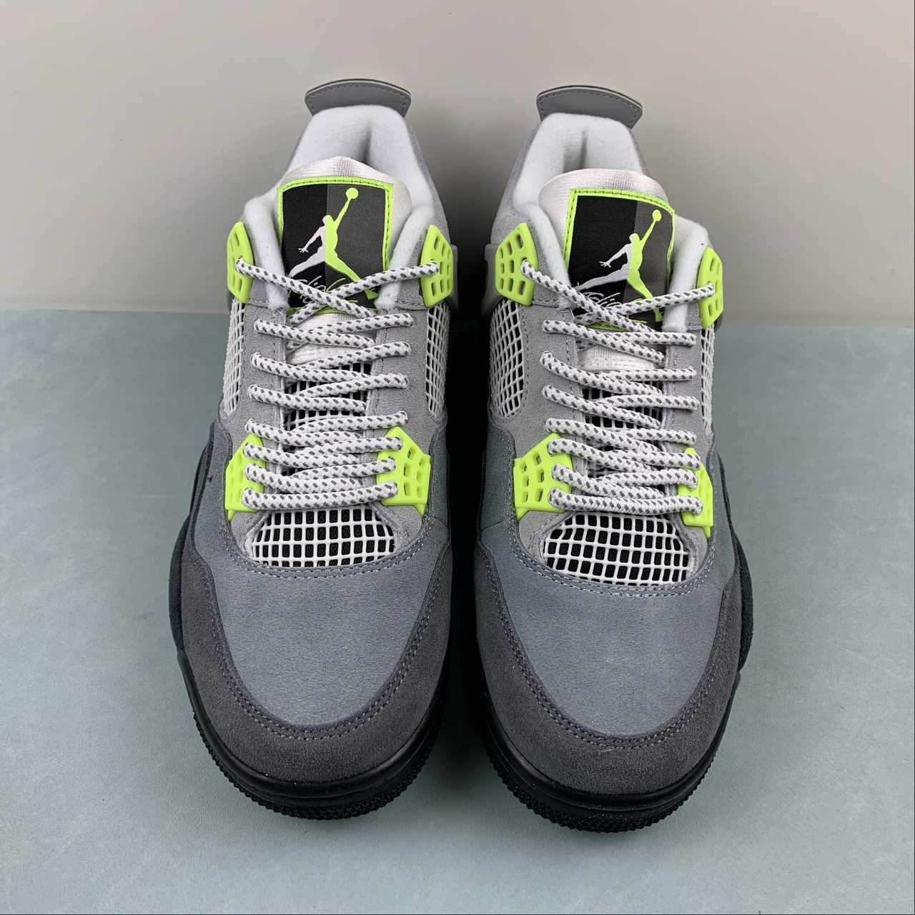 Air Jordan 4 Retro Neon Cool Grey Volt Wolf Anthracite CT5342-007 Low Impact Sole
