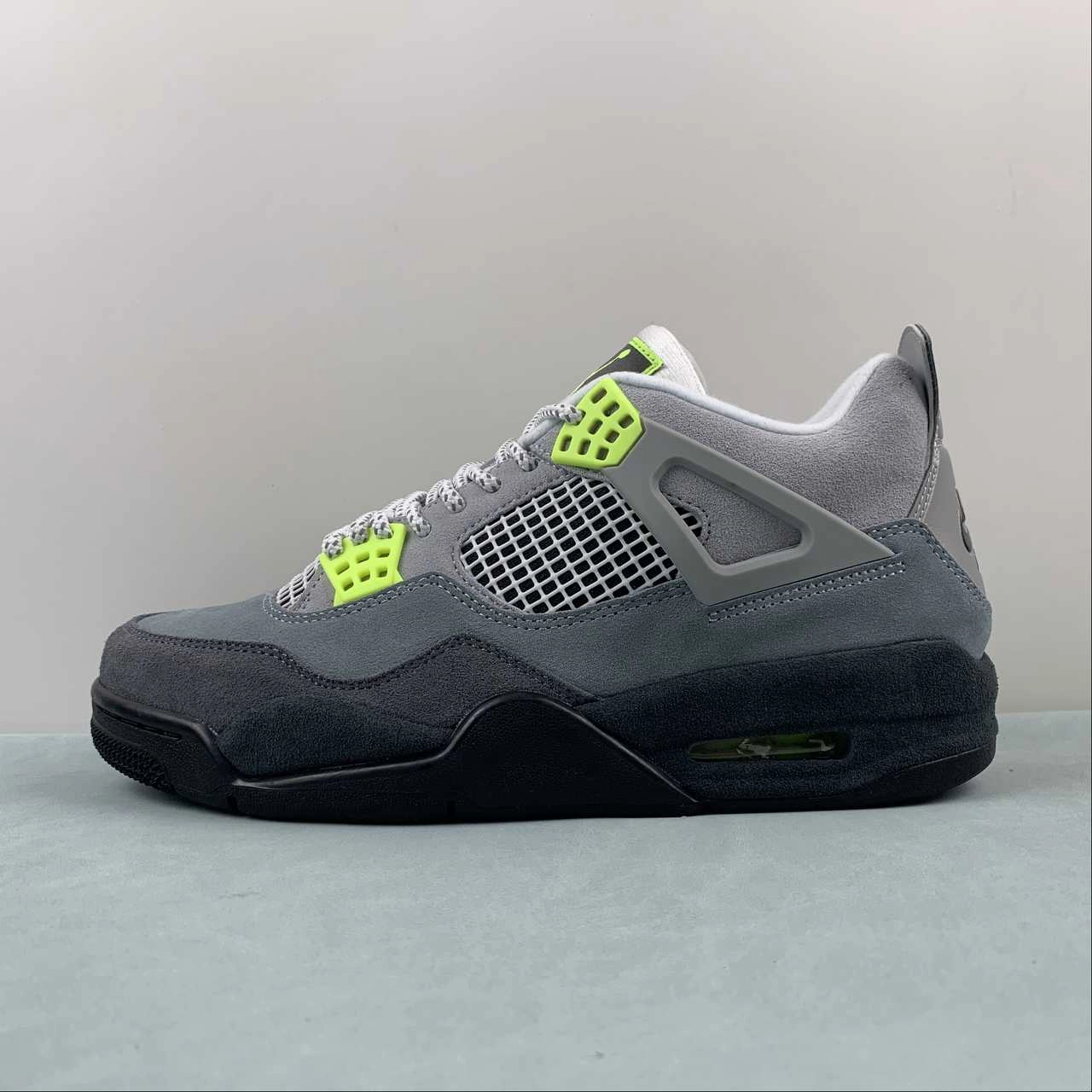 Air Jordan 4 Retro Neon Cool Grey Volt Wolf Anthracite CT5342-007 Durable Upper Material Retro-inspired silhouette