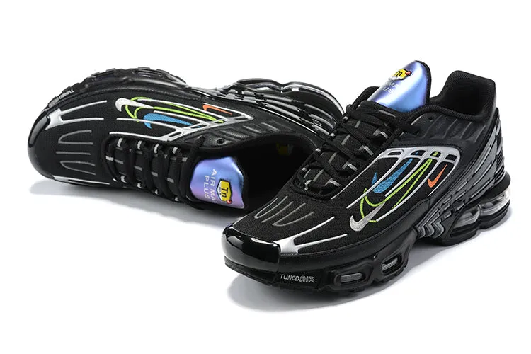 running on a dirt track shoes Air Max Plus 3 Black Multi Color Swooshes DN6994-001
