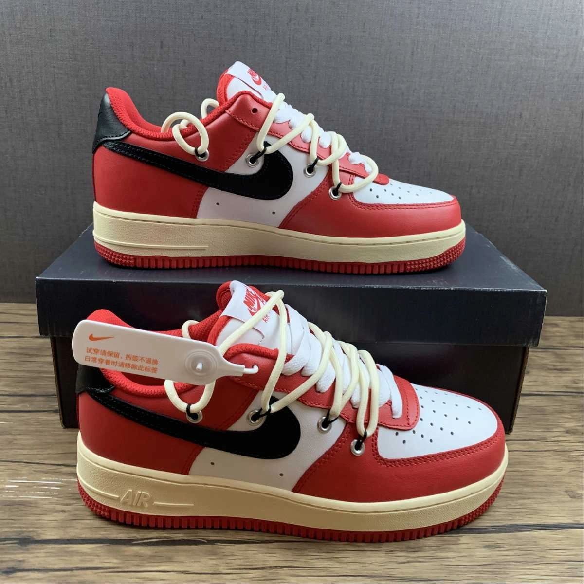 Air Force 1 07 Red White Black Stay Elastic laces