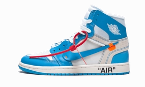 Air Jordan 1 Retro High Off-White University Blue Stitched Detailing Feet Relief