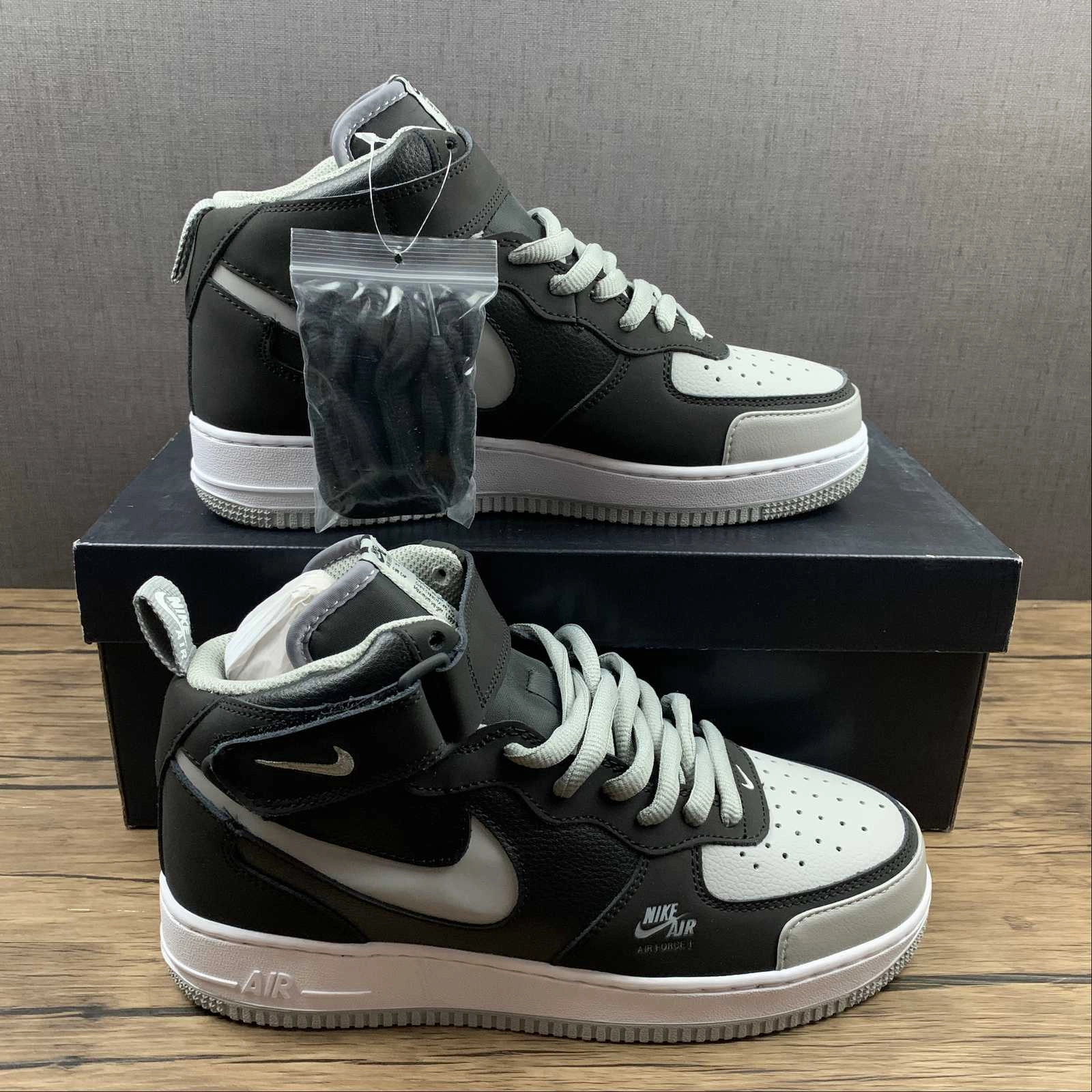 Air Force 1 07 Mid LV8 Utility Black Medium Grey White BQ6819-008 chic aesthetic Open Walk