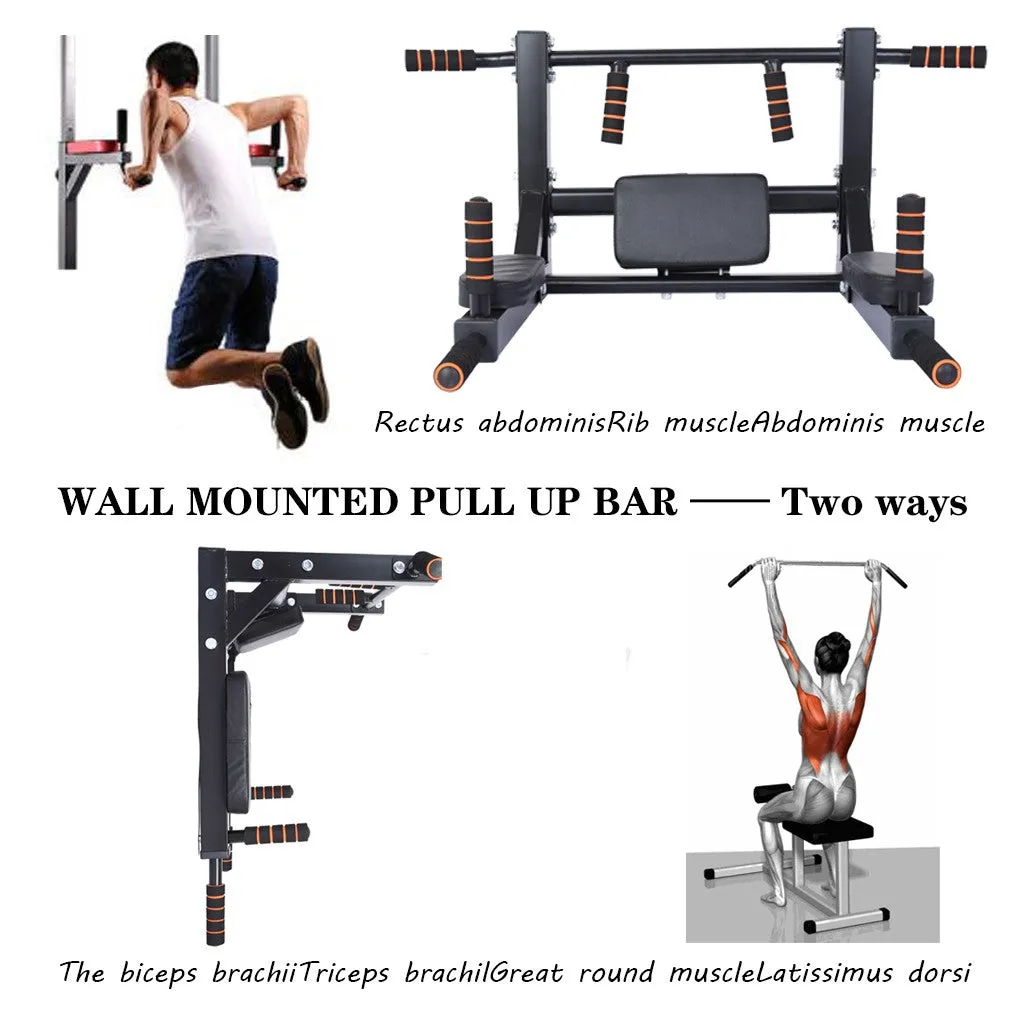 Pull Up Bar Wall Mounted Multifunctional Chin Up Bar