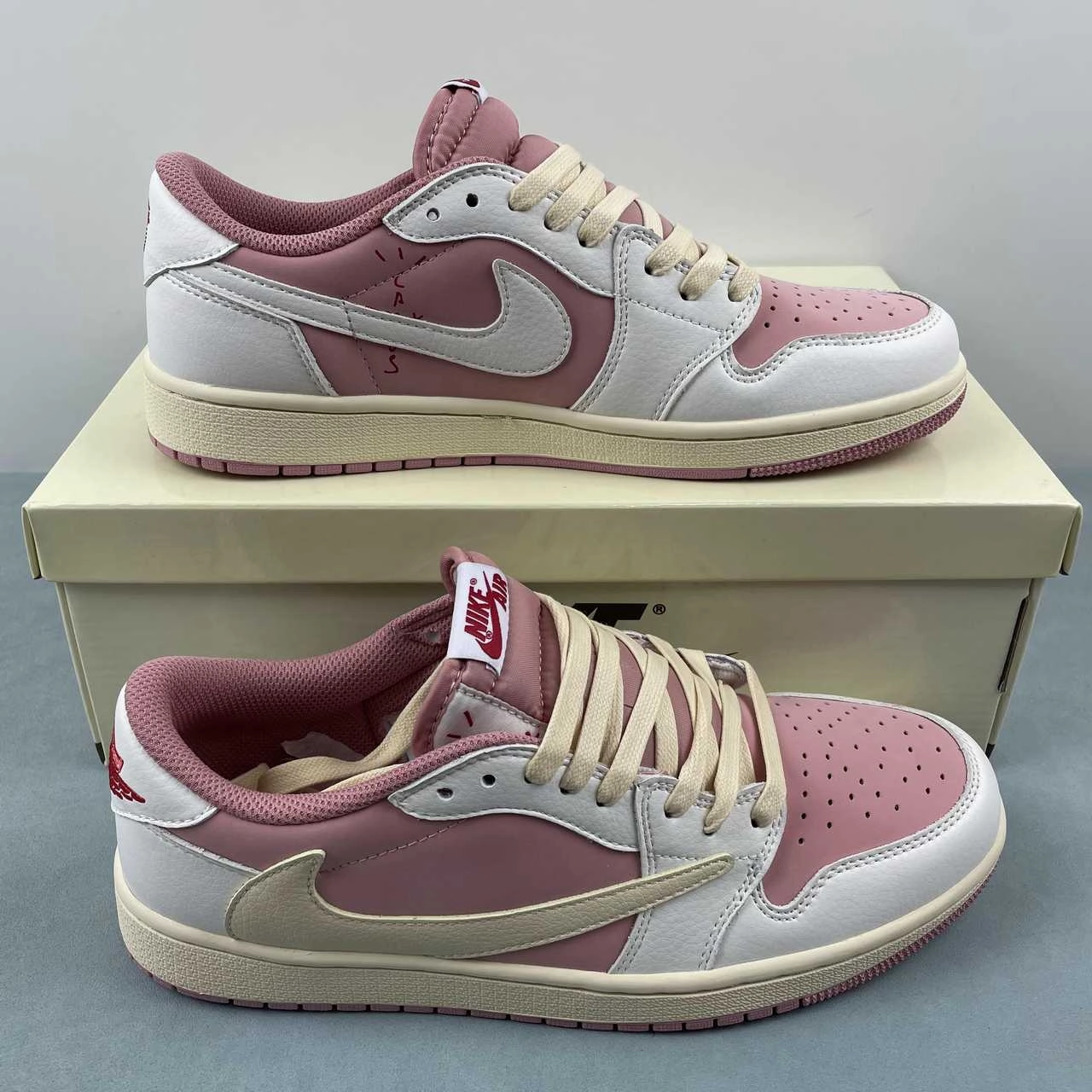 Quick Transition Travis Scott x Air Jordan 1 Low OG Pink Beige Red DM7866-600