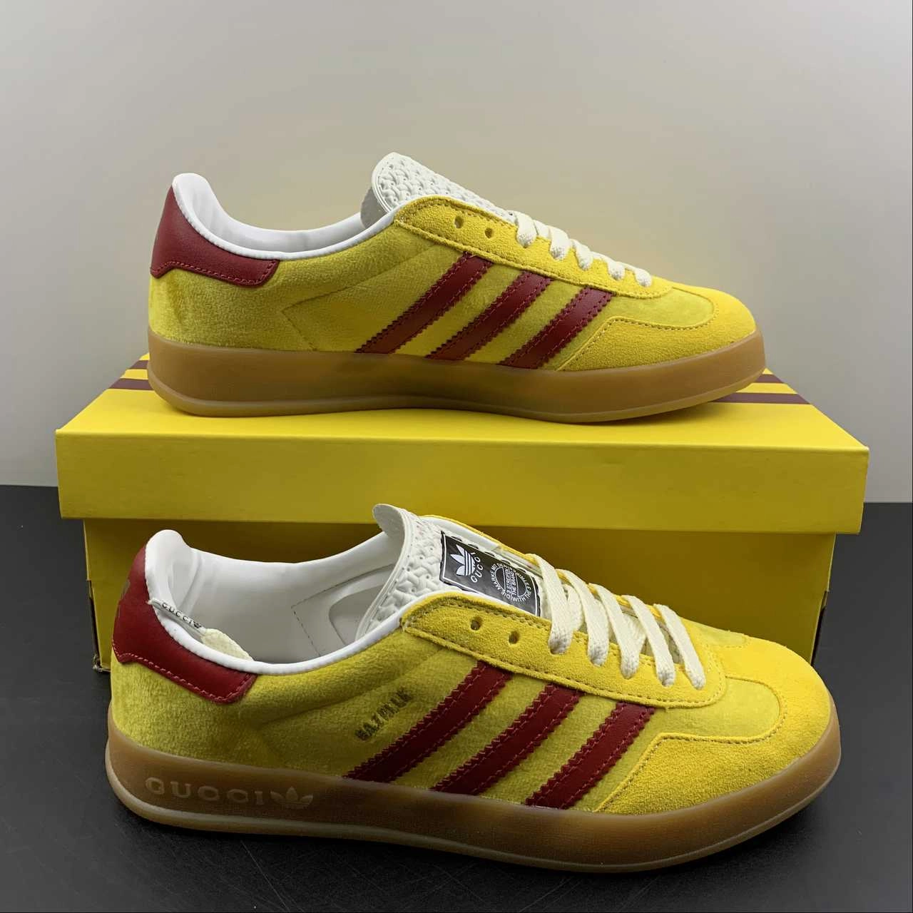 Comfortable Foot Cushion Adidas x Gucci Gazelle Yellow Red White