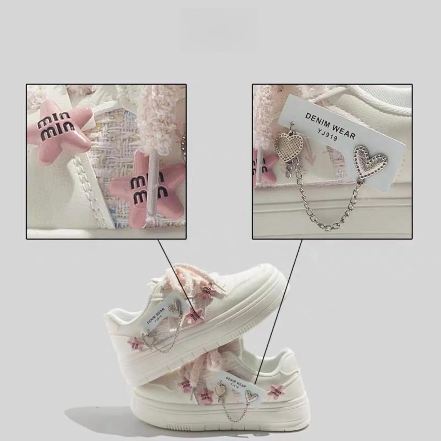 Pute Star Sneakers U Leather Y2K Cute Star Skate Shoes for Daily Wear with Unique Starry Design Lightweight Athletic Enhanced Comfort
