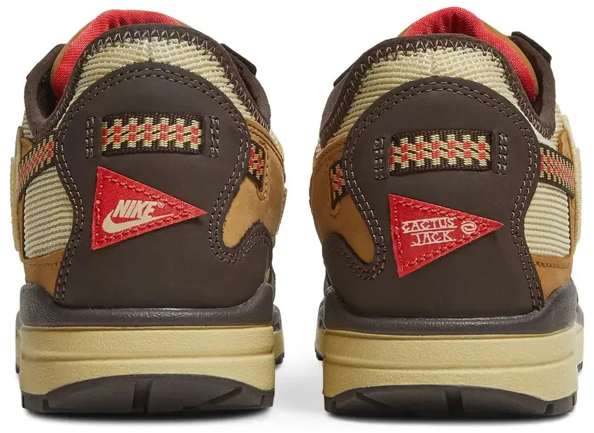 Nike Air Max 1 x Travis Scott Baroque Brown flexible running footwear slip - on shoe version