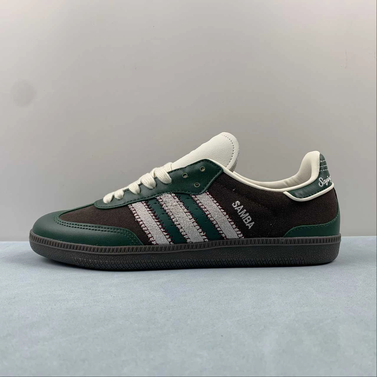 AdjustableStrap Adidas Samba OG Green Dark Brown Cream White ID6022