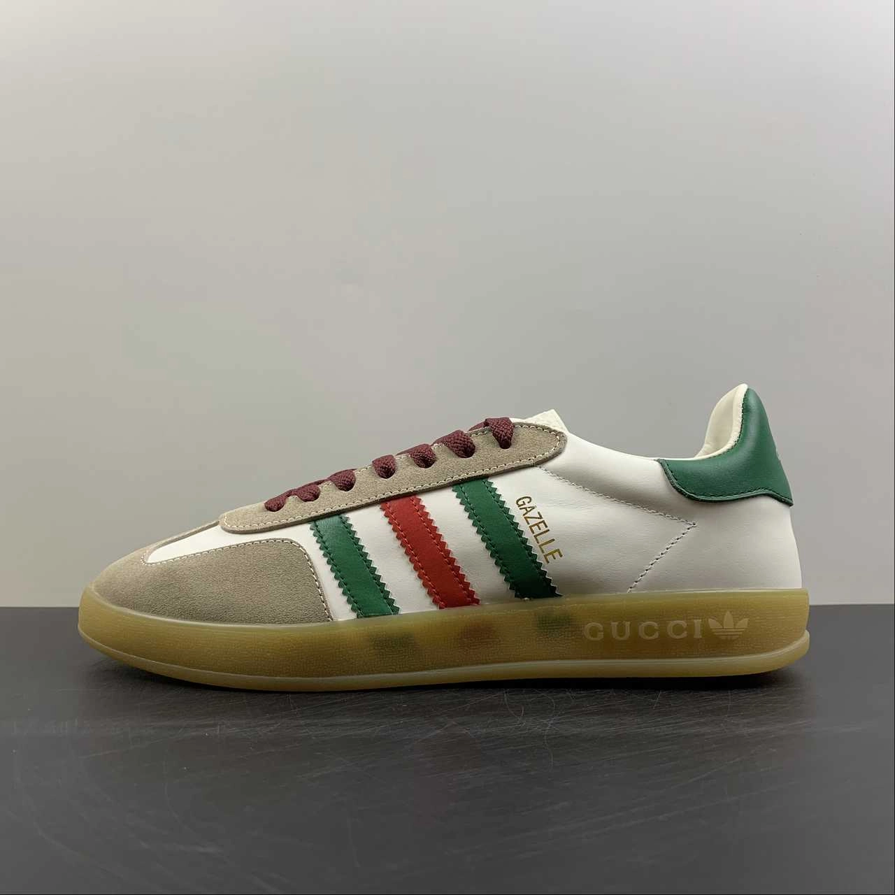 Adidas x Gucci Gazelle White Leather concrete running footwear high - heel shoes