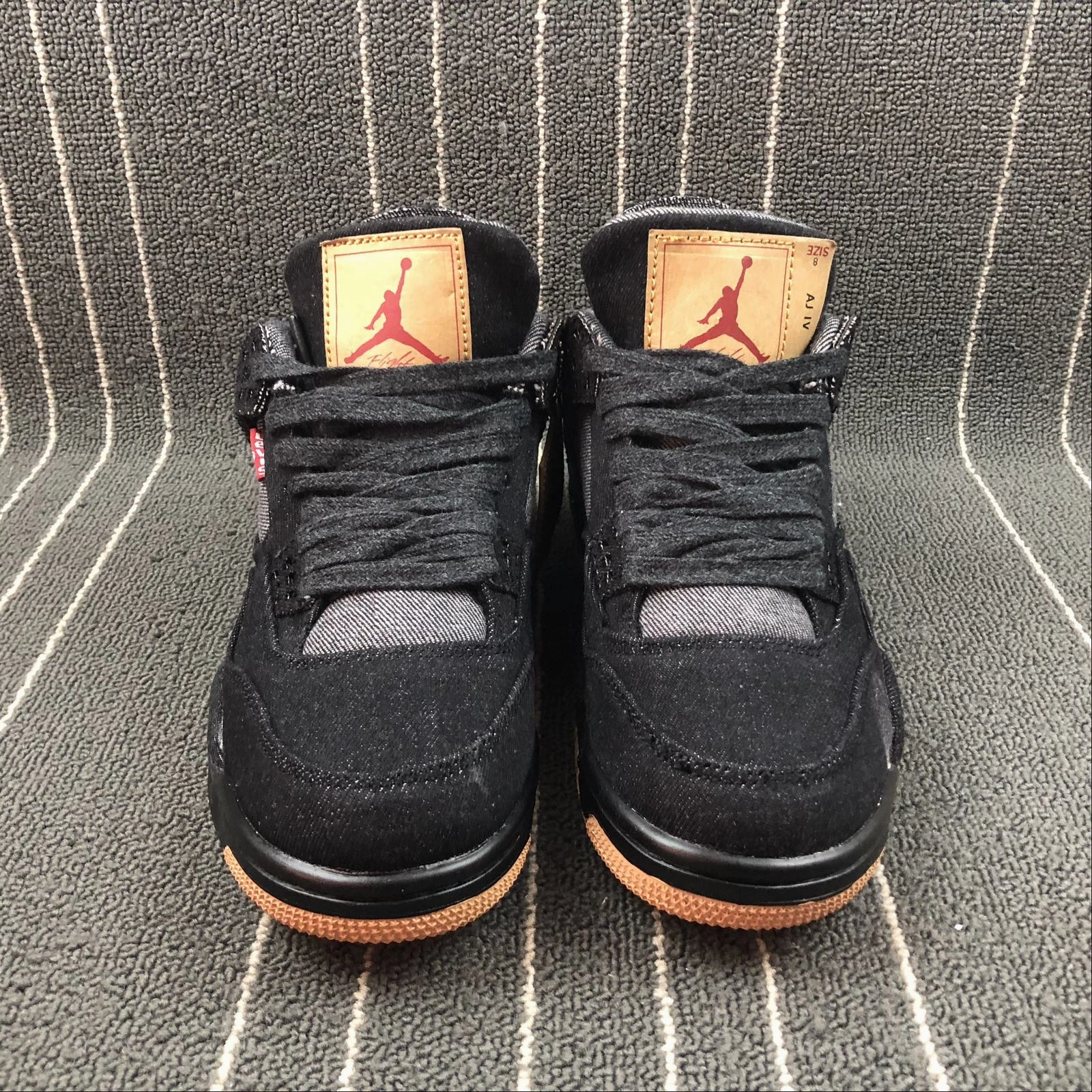 Levis x Air Jordan 4 Retro Black Denim Brown Red AO2571-001 Easy Slip-On