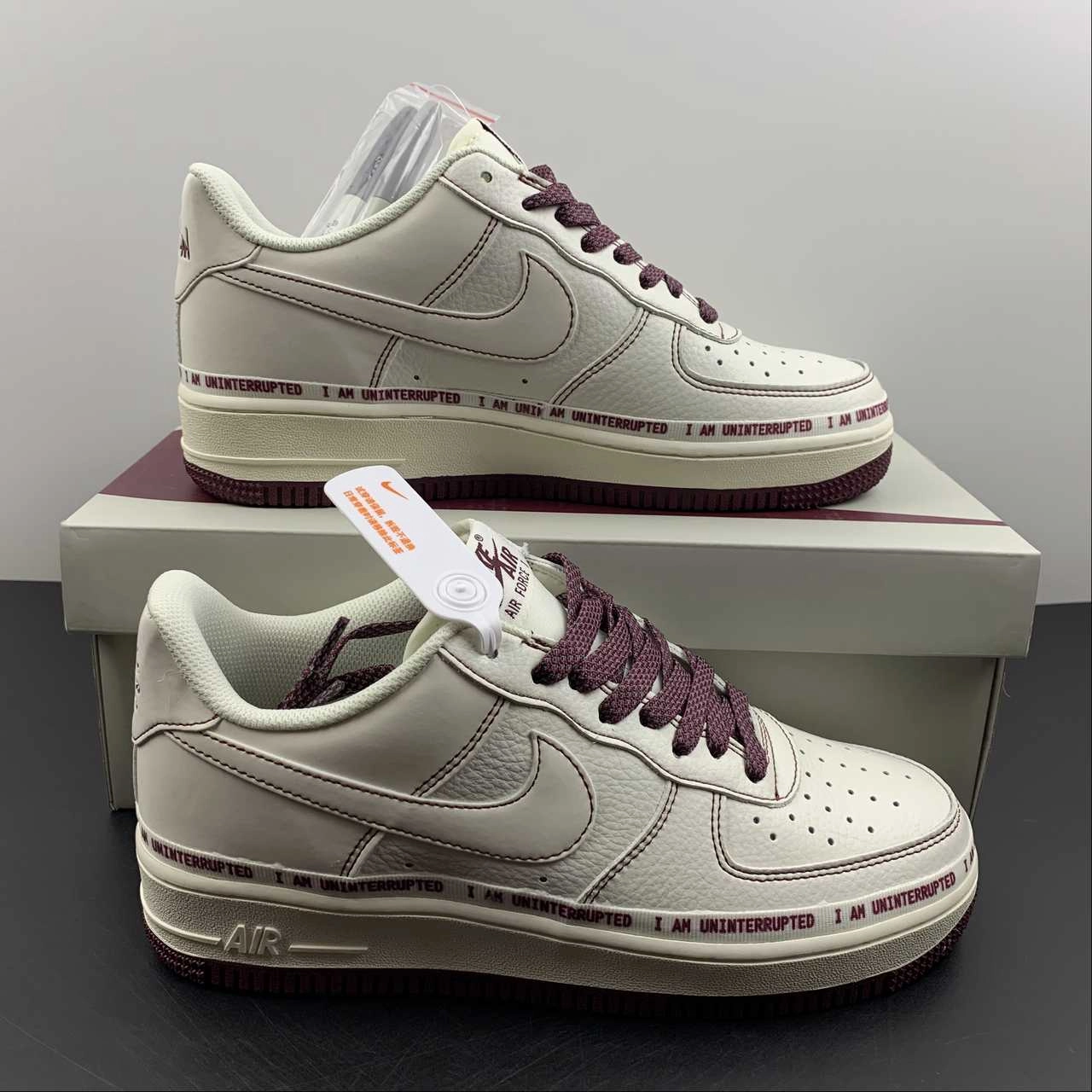 Everyday Pair Air Force 1 07 Low x Uninterrupted MORE THAN Dark Red White HL6959-887
