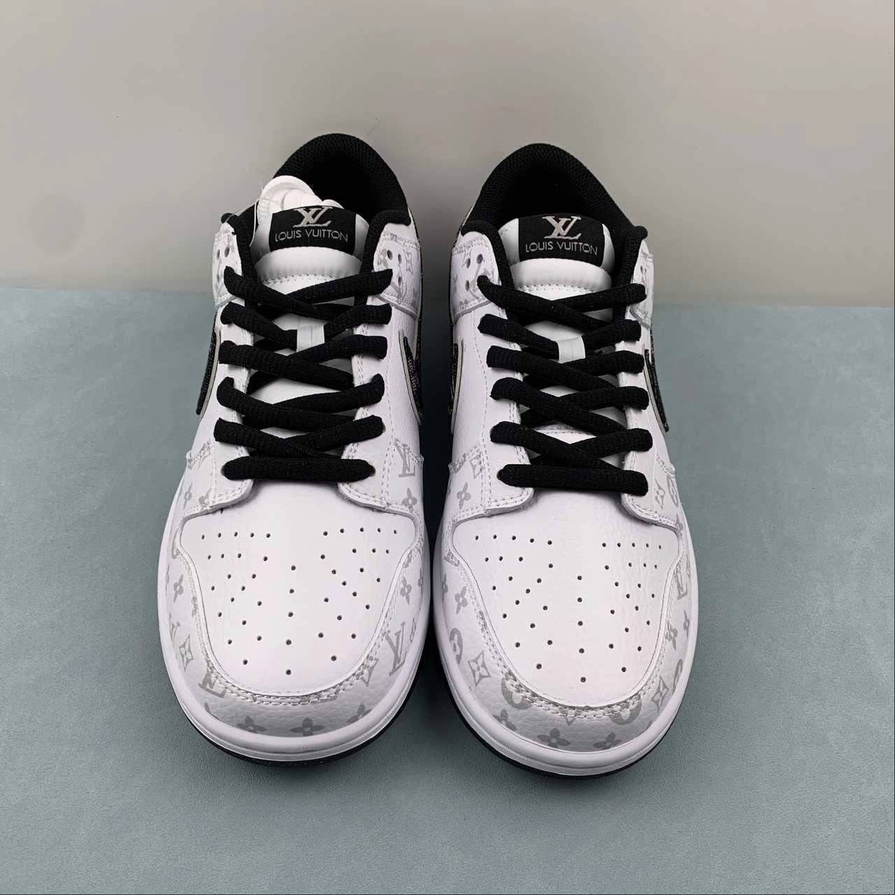 LV x SB Dunk Low White Black Silver LV0526-591 Performance Flex