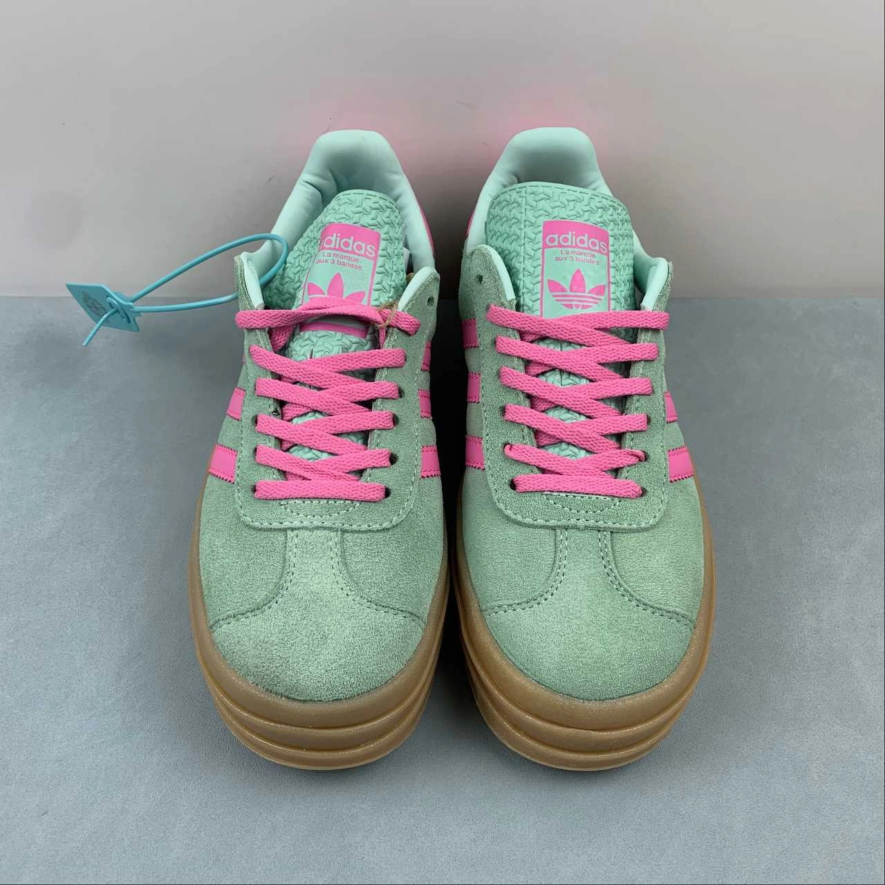 Quiet Step Adidas Gazelle Bold Pulse Mint Screaming Pink Gum M2 H06125