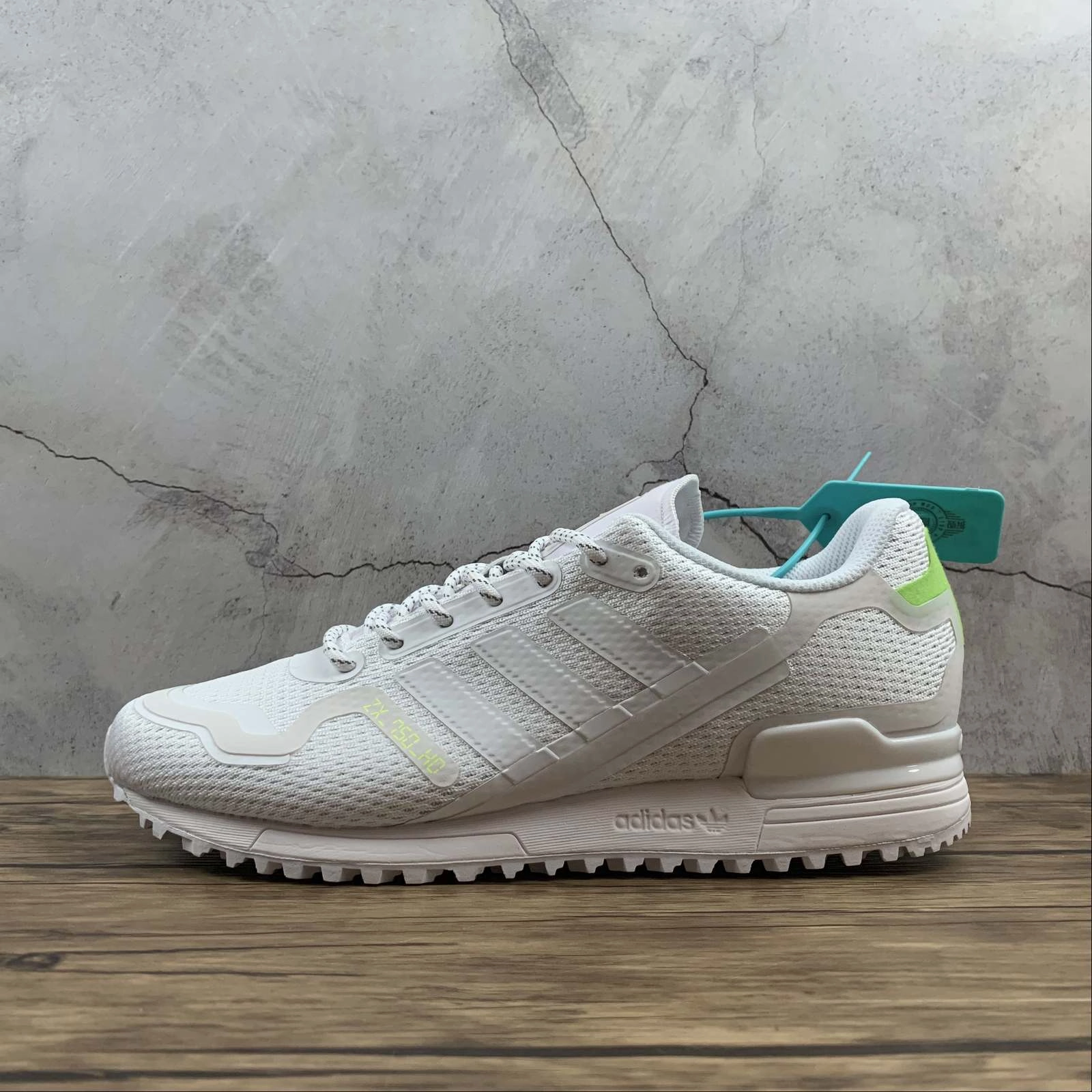 Adidas ZX750 HD White White Green FV8490 Moisture Management running in a tundra area shoes