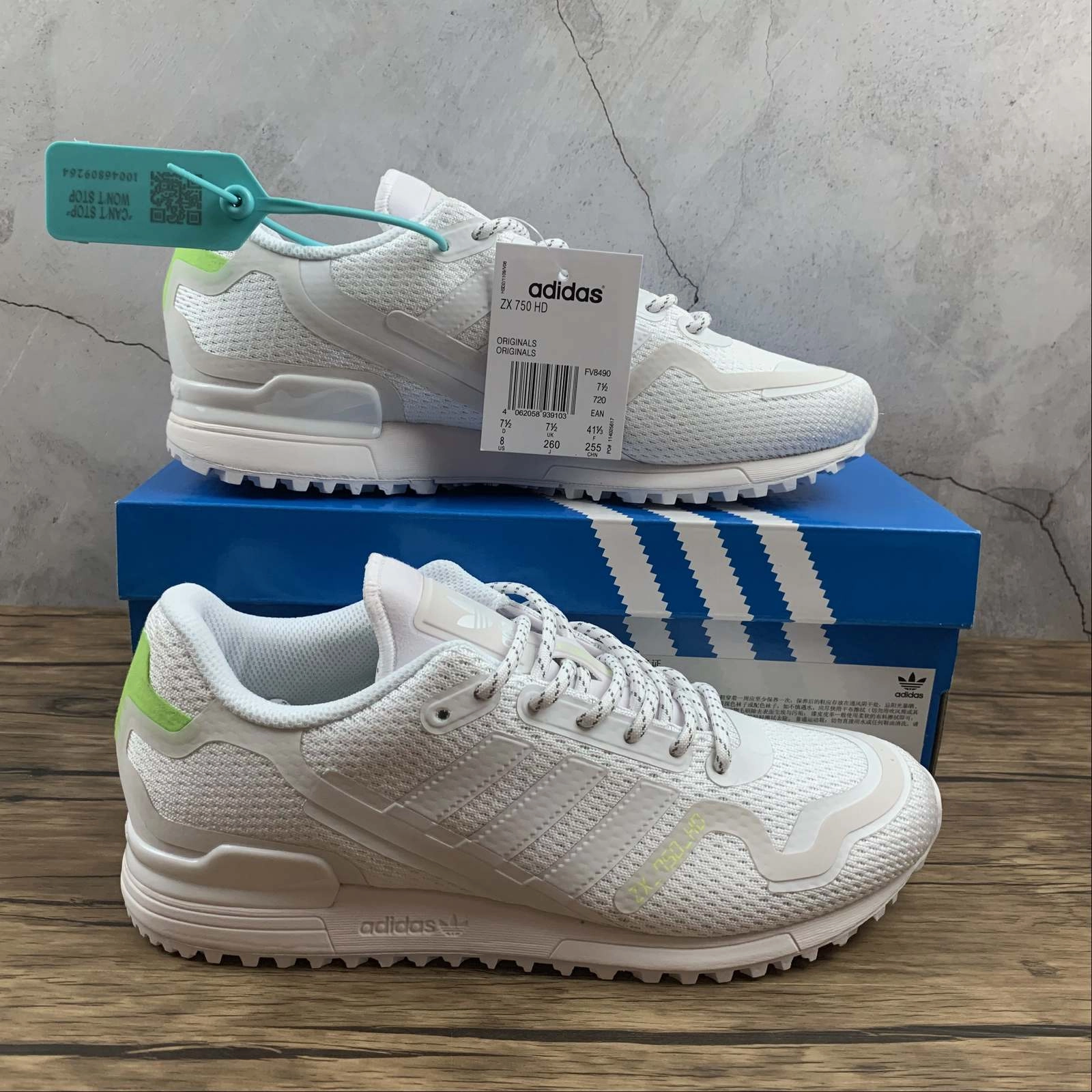 Adidas ZX750 HD White White Green FV8490 tear - resistant shoes travel - friendly shoes