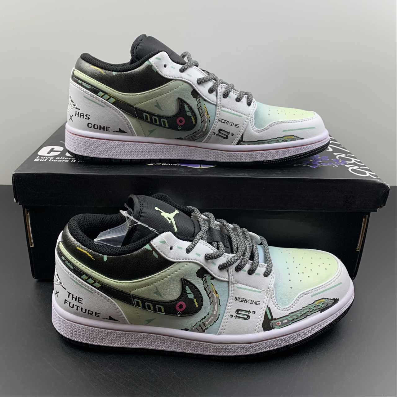 Ultra light Stitched Detailing Air Jordan 1 Low ??The Future?? White Grey 553558-062
