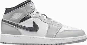 Nike Jordan 1 Mid Light Smoke Grey Anthracite GS Smooth Curve Impact Foam