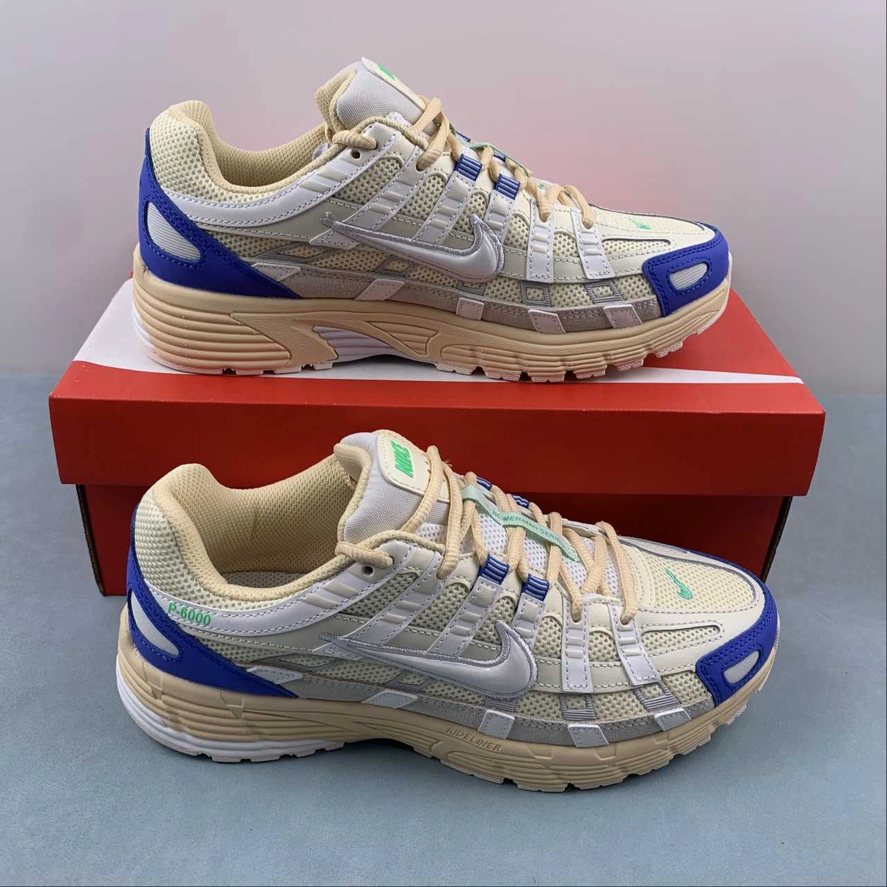 Nike P-6000 Athletic Department Coconut Milk Sail Medium Blue Photon Dust FJ5443-113 Motion Sync