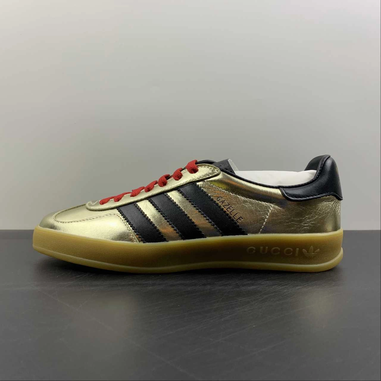 Adidas x Gucci Gazelle Metallic Gold Leather easy - to - clean - maintenance shoes