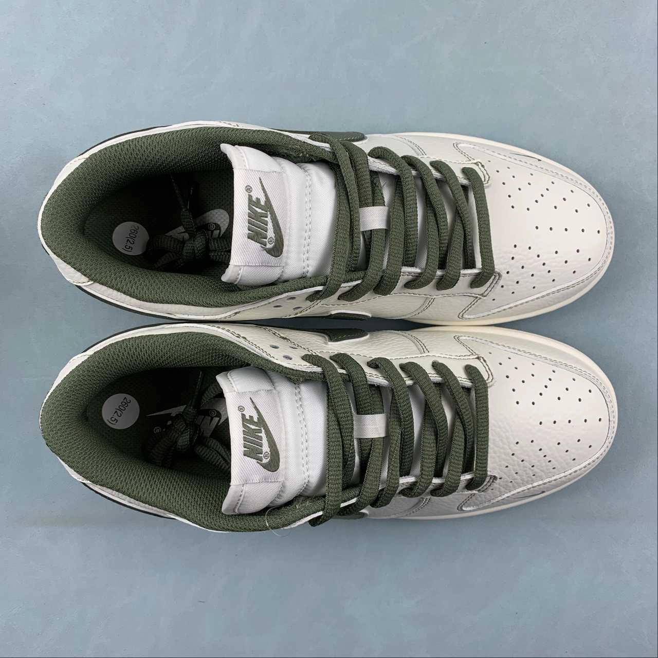 Supreme x SB Dunk Low Beige Army Green RM2308-232 Reinforced Lace Holes Lightweight Ethylene Vinyl Acetate