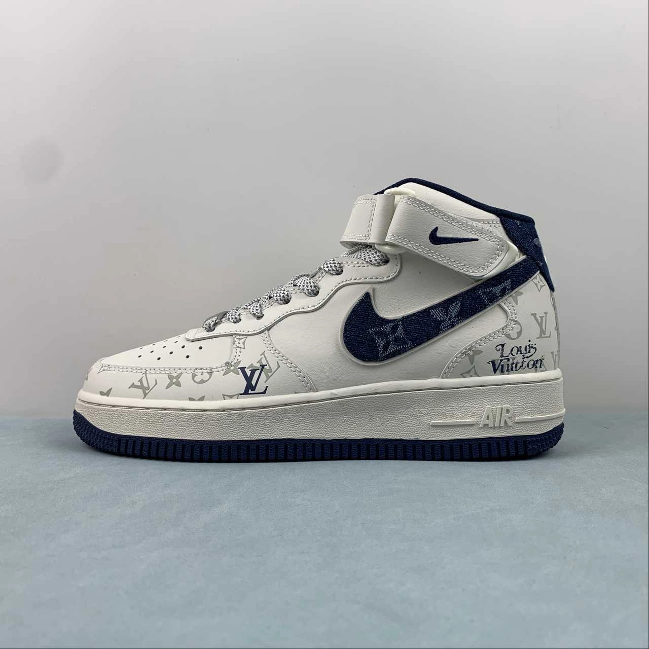 Reinforced   toe Air Force 1 07 Mid LV Blue Off White DV9988-400
