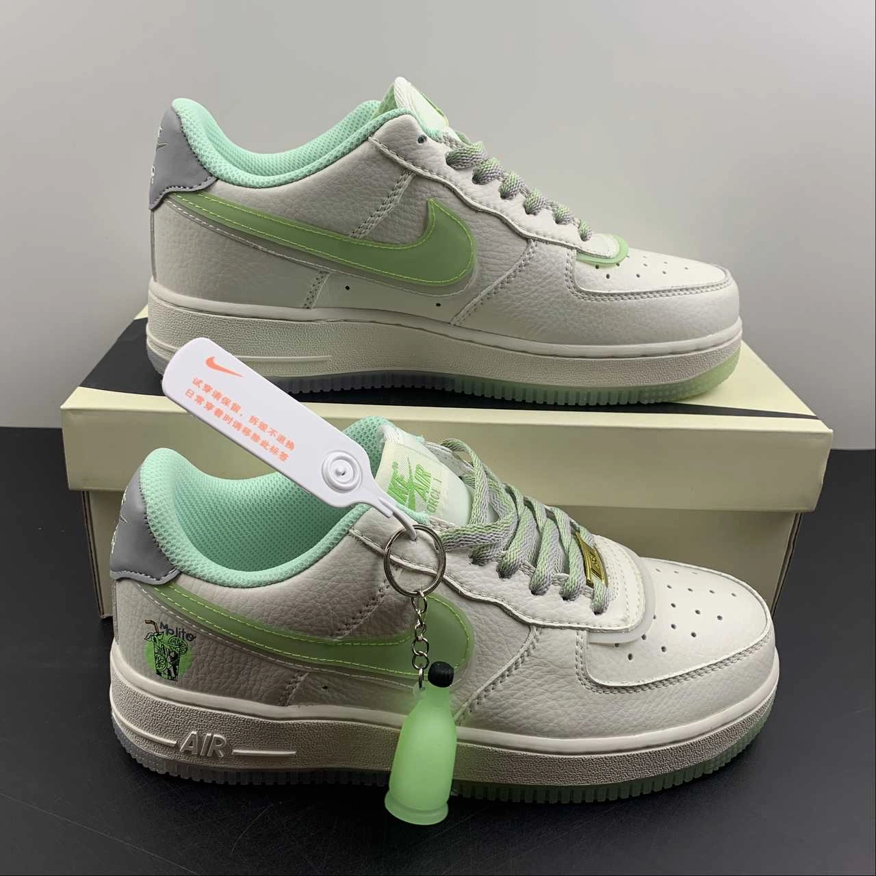 Air Force 1 07 Low Mojito Green Grey White CW1574-802 Luxe Look