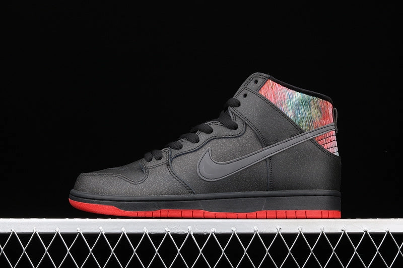 Breathable Weave Dunk High Premium SB Black Black Challenge Metallic Silver 313171-028