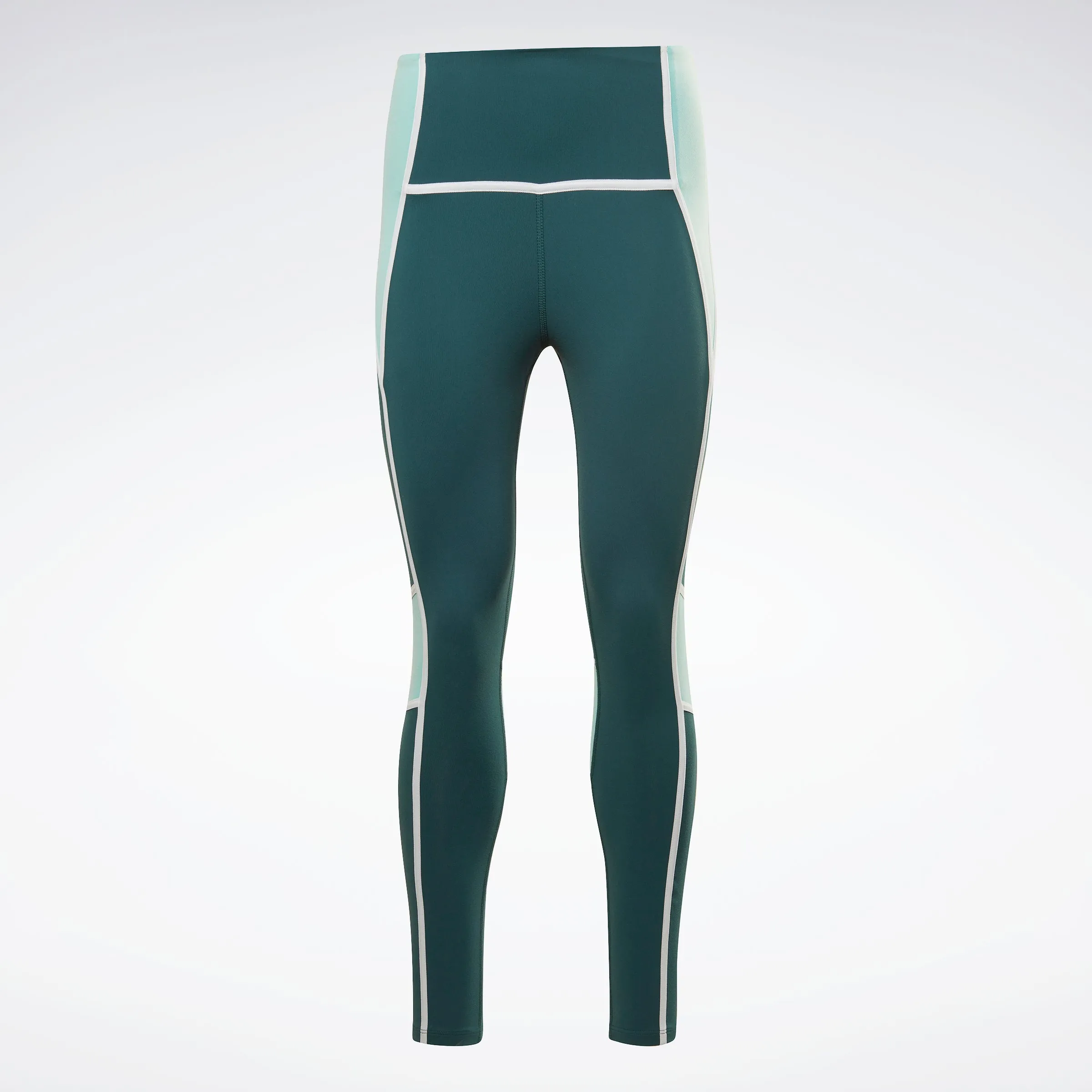 Reebok Apparel Women Lux High-Waisted Colorblock Leggings Forgrn