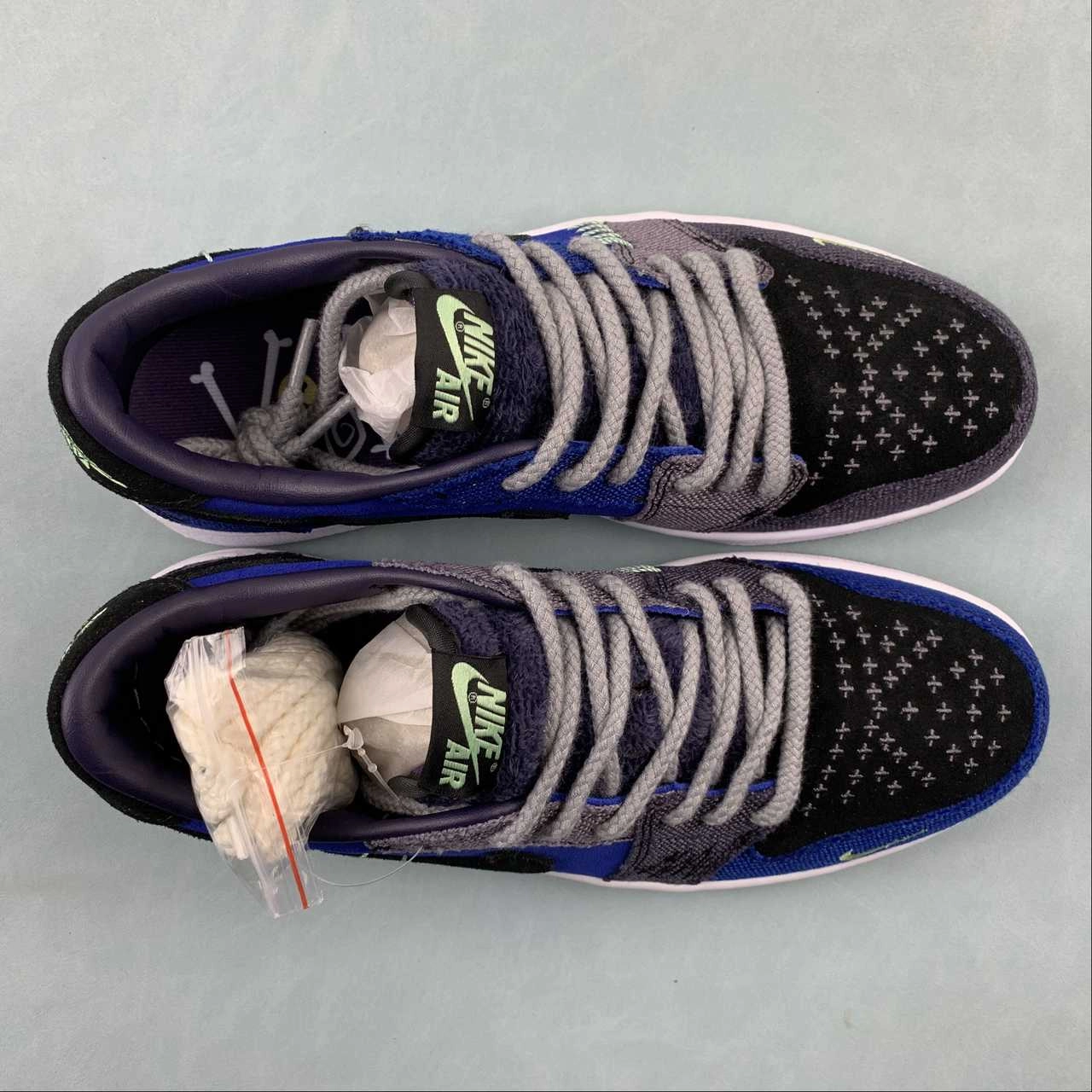 Easy Clean Elastic Straps Zion Williamson x Air Jordan 1 Low Voodoo Blue Purple Black White DZ7292-420