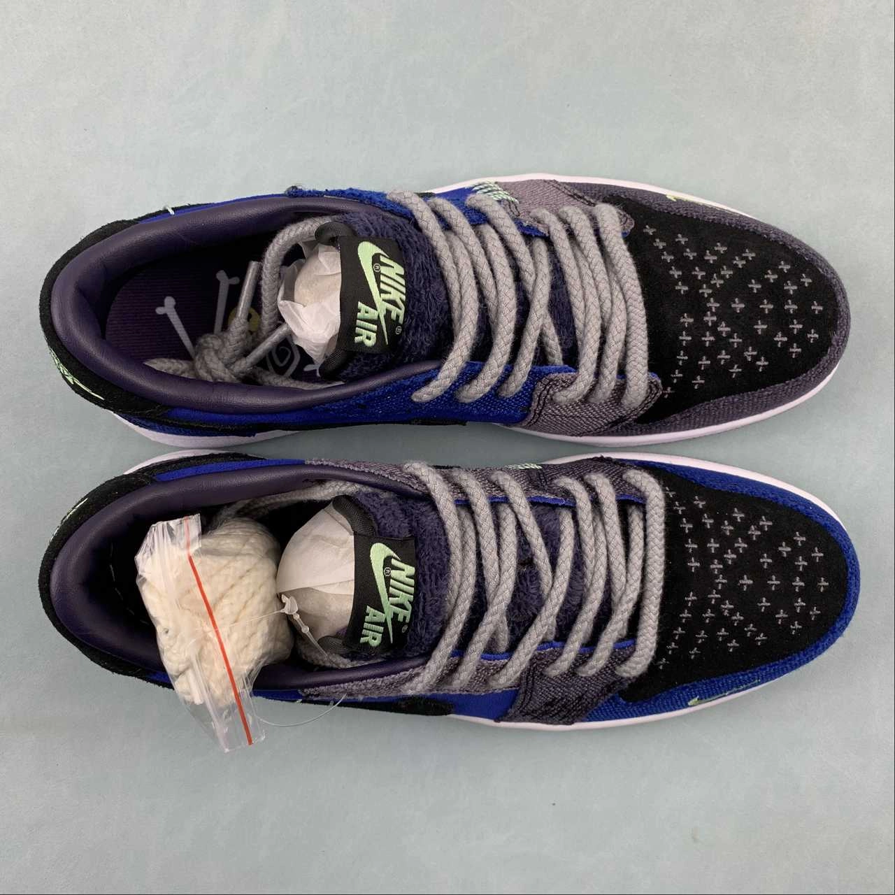 Compression Knit Upper Zion Williamson x Air Jordan 1 Low Voodoo Blue Purple Black White DZ7292-420