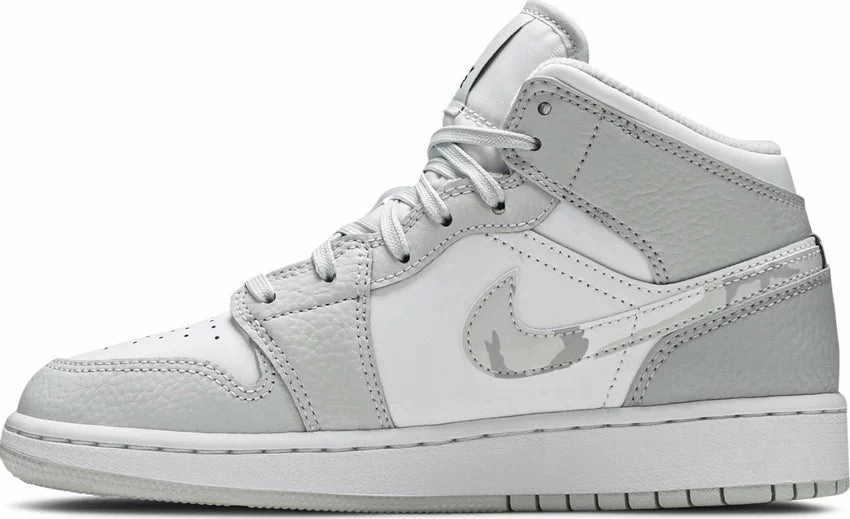 Nike Jordan 1 Mid Grey Camo GS Elasticated Air   Circulating