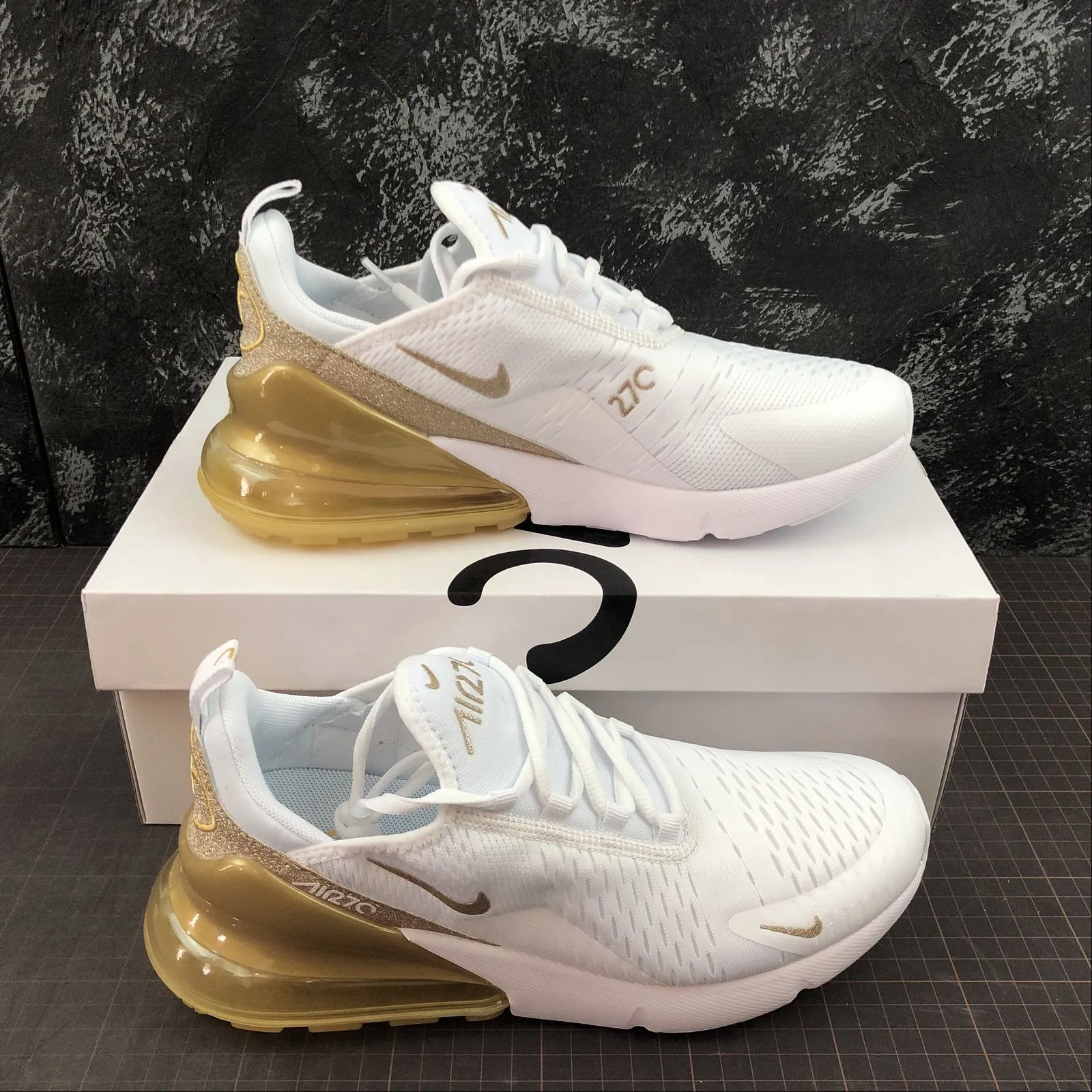 Air Max 270 White Gold CD8497-019 running on gravel shoes