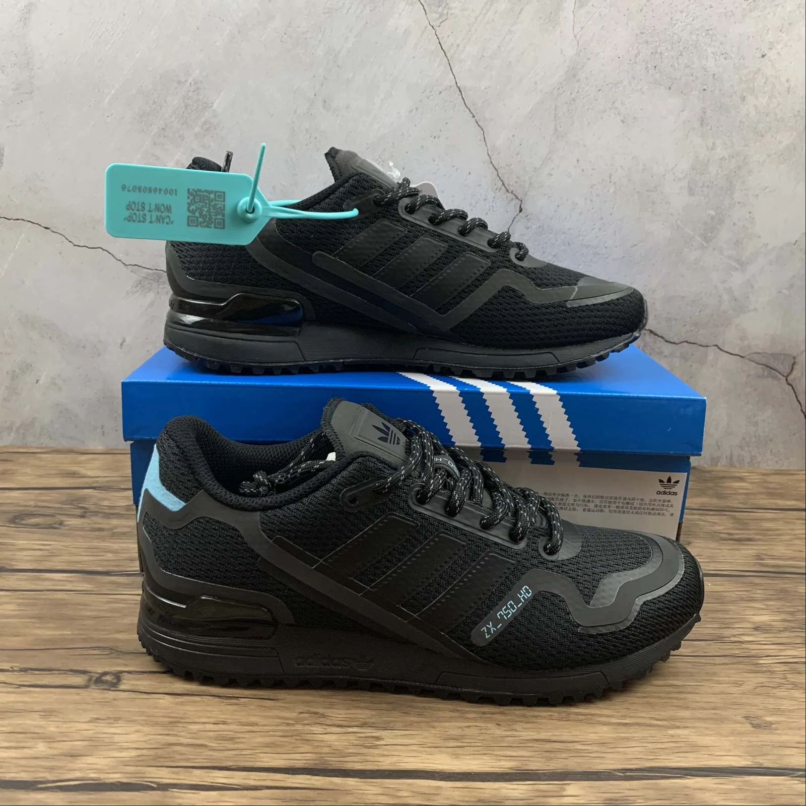 stain - resistant - coating - durability shoes Adidas ZX750 HD Black Light Water Blue FV8488