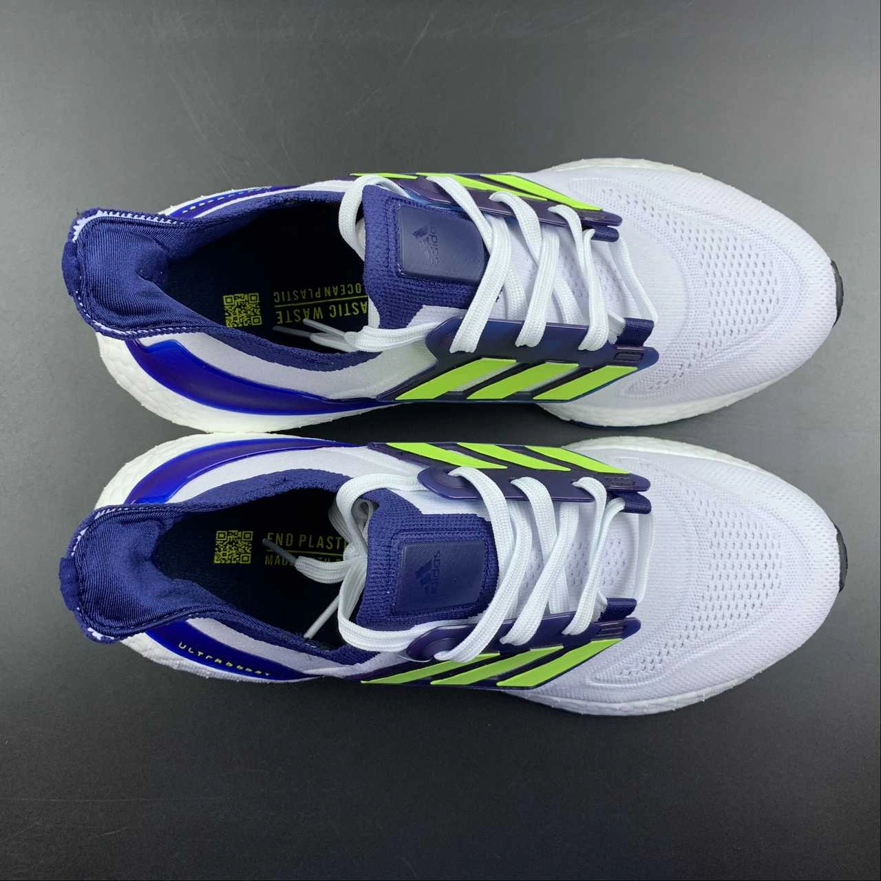 Comfort Mesh Shock Absorbing Layer Adidas UltraBoost 22 White Blue Yellow GZ7211
