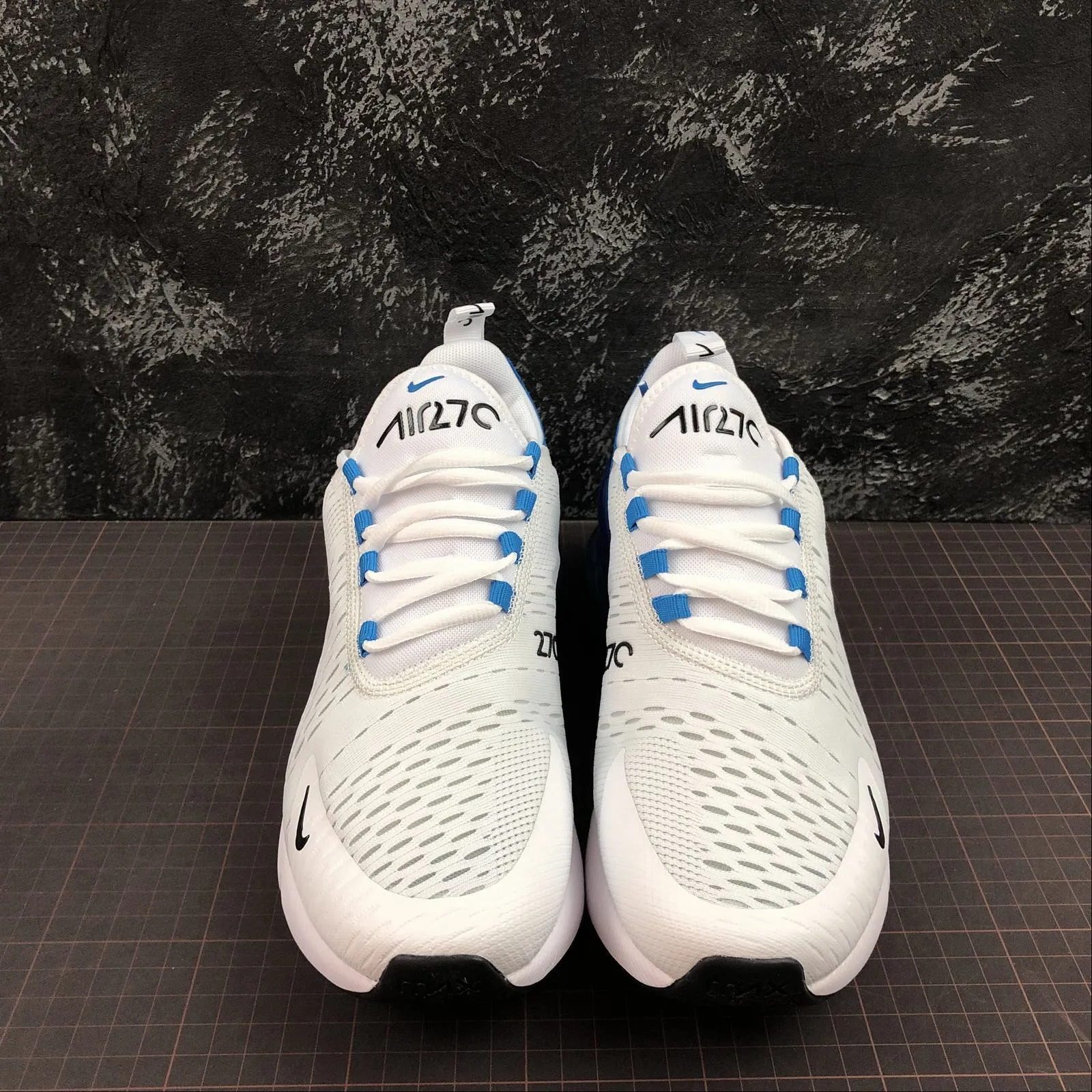 agile shoes zero - heel shoes Air Max 270 White Black Photo Blue AH8050-110