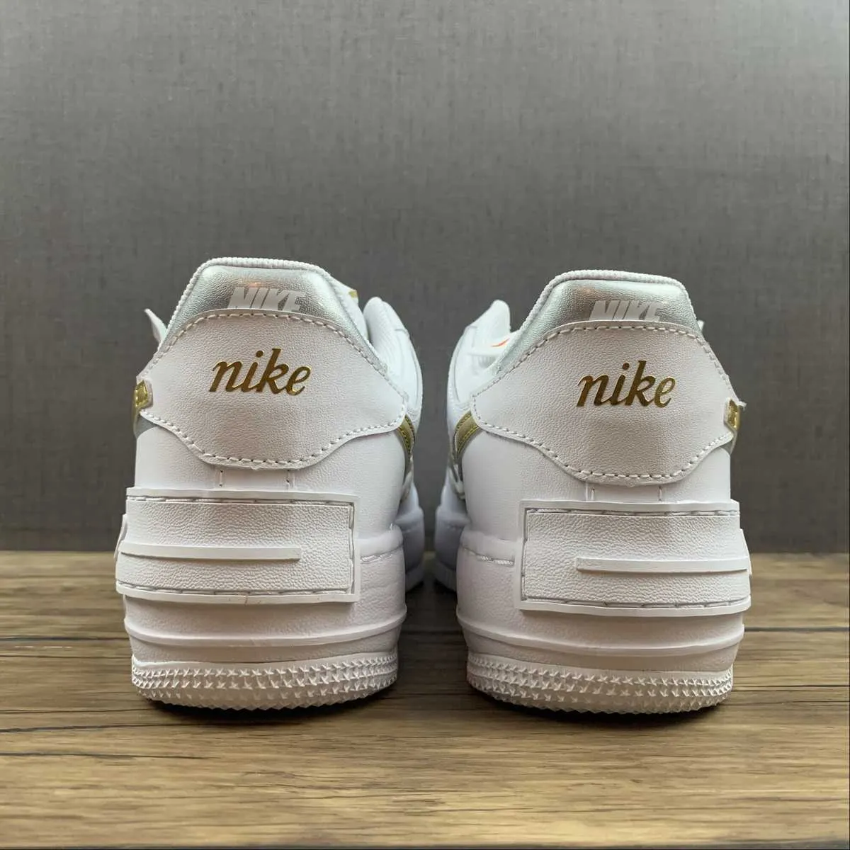 Stretchable Material Air Force 1 Shadow White Metallic Gold Metallic Silver DM3064-100
